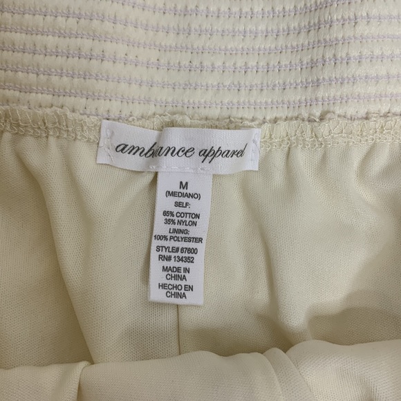 Ambiance Apparel | Cream Lace Floral Silk Underlay Elastic Waist Spring Summer - Picture 5 of 10